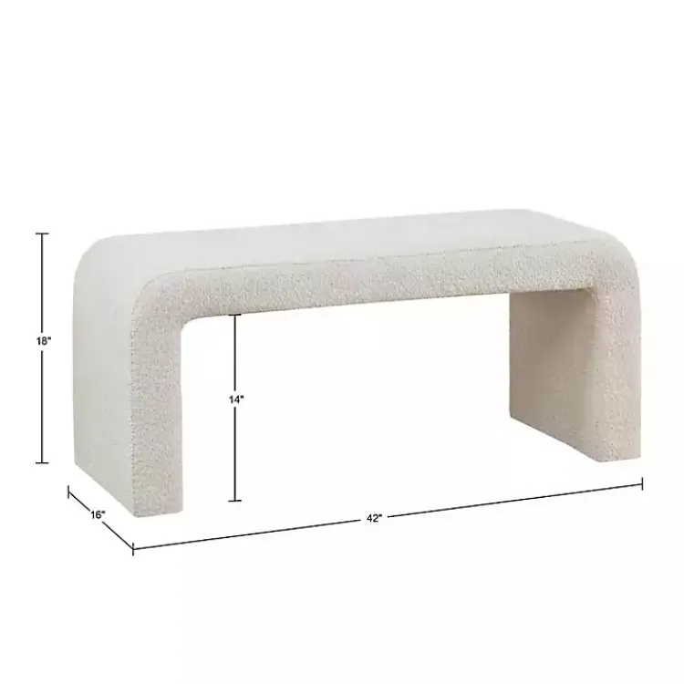 Benches & Ottomans-Kirklands Home Cream Boucle Waterfall Bench White