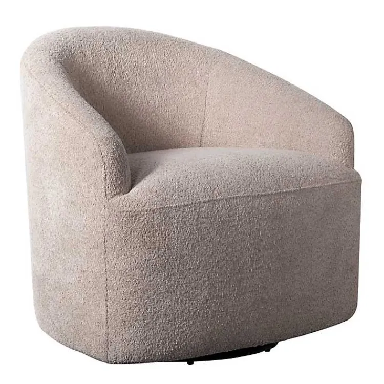 Accent Chairs-Kirklands Home Boucle Barrel Swivel Accent Chair Ivory