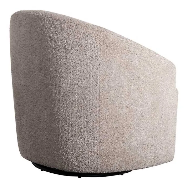Accent Chairs-Kirklands Home Boucle Barrel Swivel Accent Chair Ivory