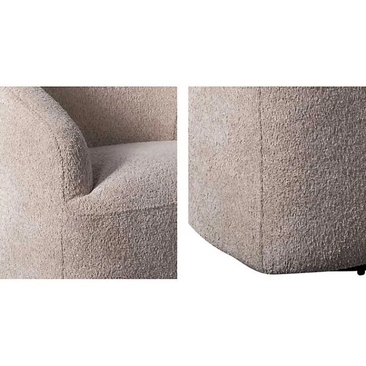 Accent Chairs-Kirklands Home Boucle Barrel Swivel Accent Chair Ivory