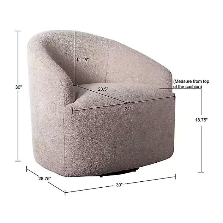 Accent Chairs-Kirklands Home Boucle Barrel Swivel Accent Chair Ivory