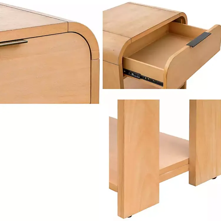 Nightstands-Kirklands Home Natural Modern Curve Nightsd Tan