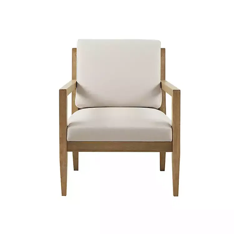 Accent Chairs-Kirklands Home Cream Slatted Wood Accent Chair White