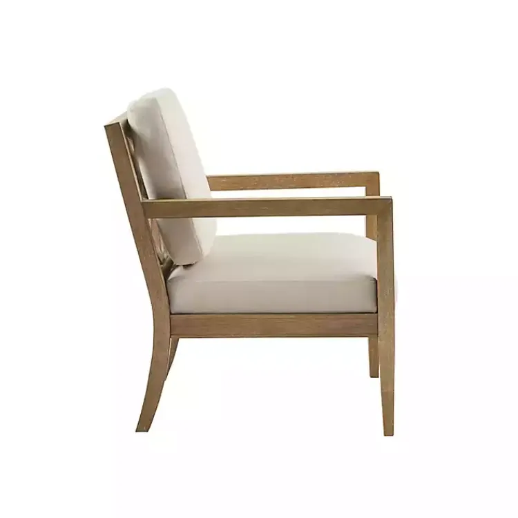 Accent Chairs-Kirklands Home Cream Slatted Wood Accent Chair White