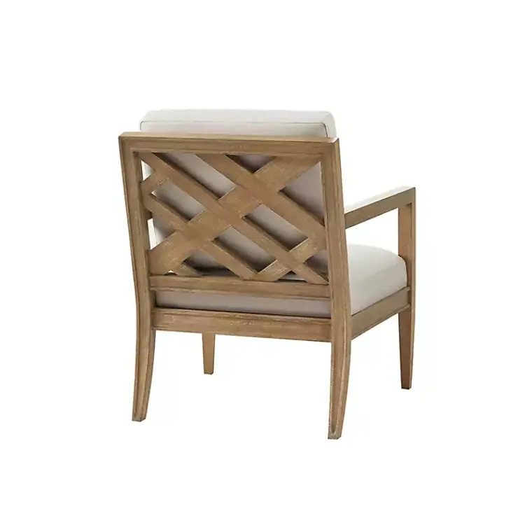 Accent Chairs-Kirklands Home Cream Slatted Wood Accent Chair White
