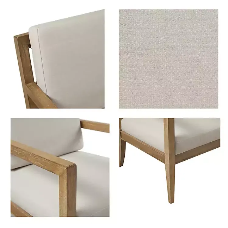 Accent Chairs-Kirklands Home Cream Slatted Wood Accent Chair White