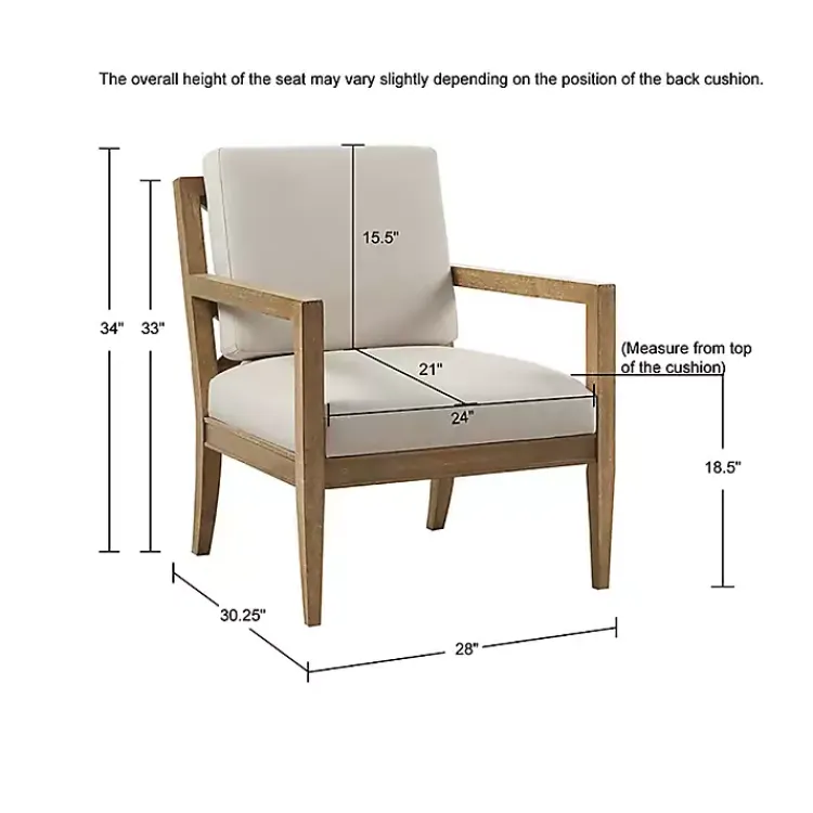 Accent Chairs-Kirklands Home Cream Slatted Wood Accent Chair White