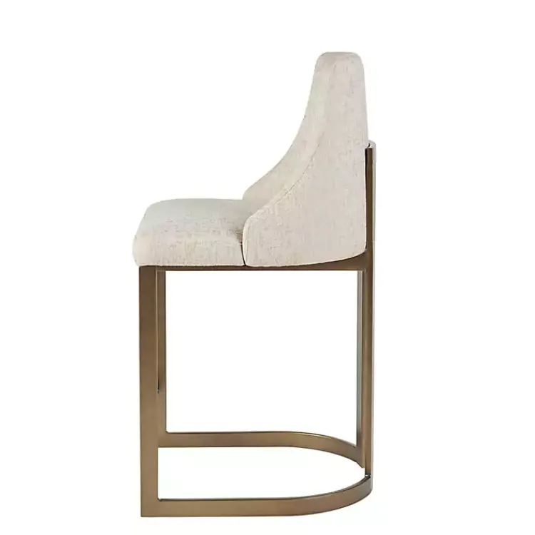 Bar Stools & Counter Height Stools-Kirklands Home Cream and Gold Counter Stool White