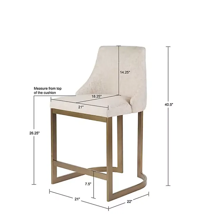 Bar Stools & Counter Height Stools-Kirklands Home Cream and Gold Counter Stool White