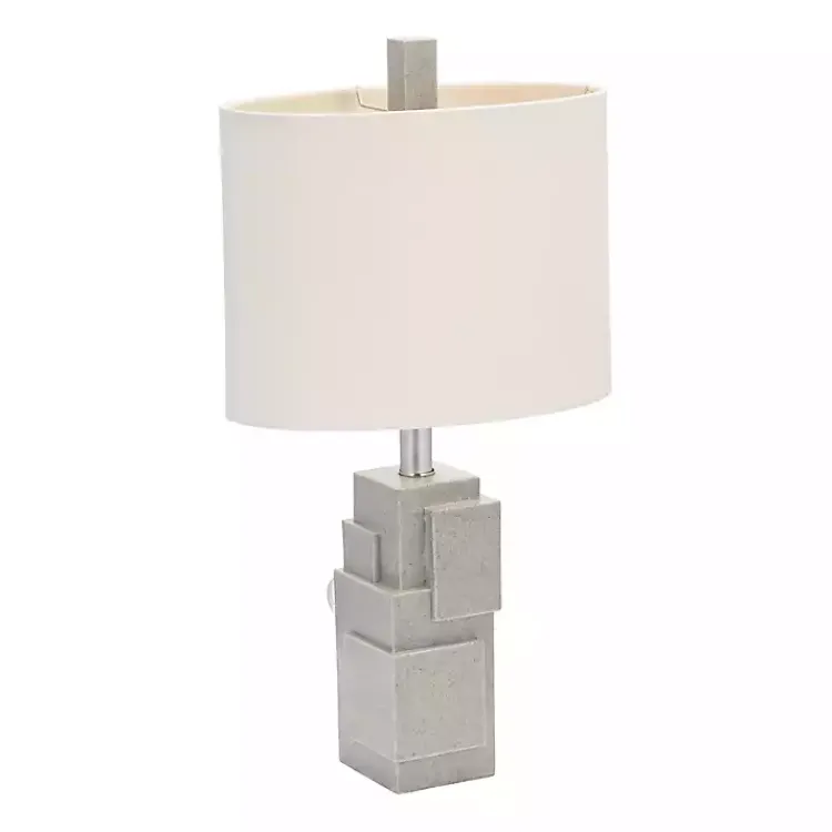 Table Lamps-Kirklands Home Gray Stacked Blocks Table Lamp Ivory