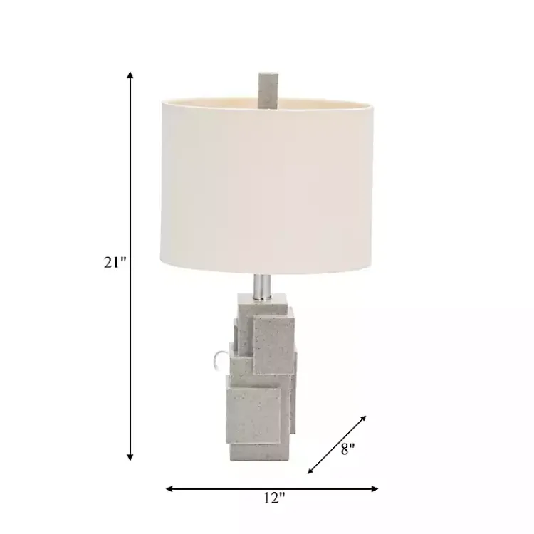 Table Lamps-Kirklands Home Gray Stacked Blocks Table Lamp Ivory