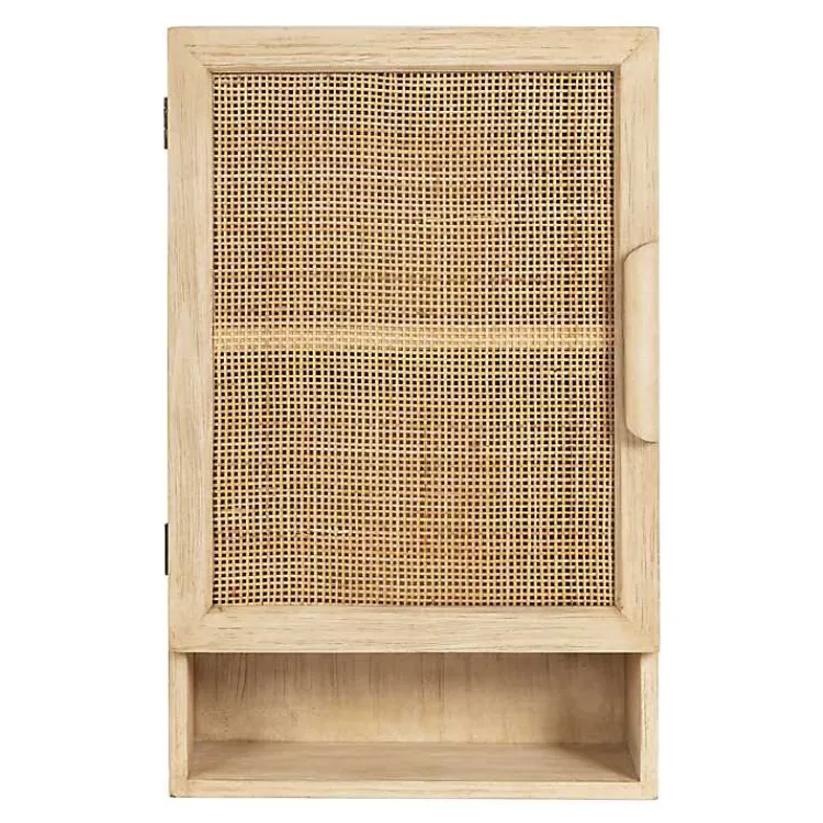 Wall Storage-Kirklands Home Natural Rattan Wall Cabinet with Shelf