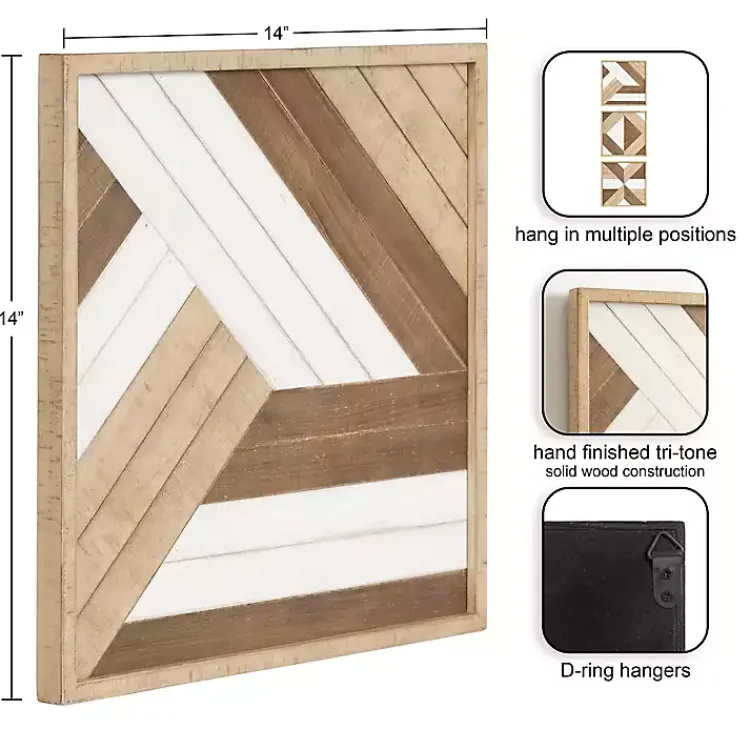 Wall Plaques-Kirklands Home Ballez Geometric Wood Wall Plaques, Set of 3