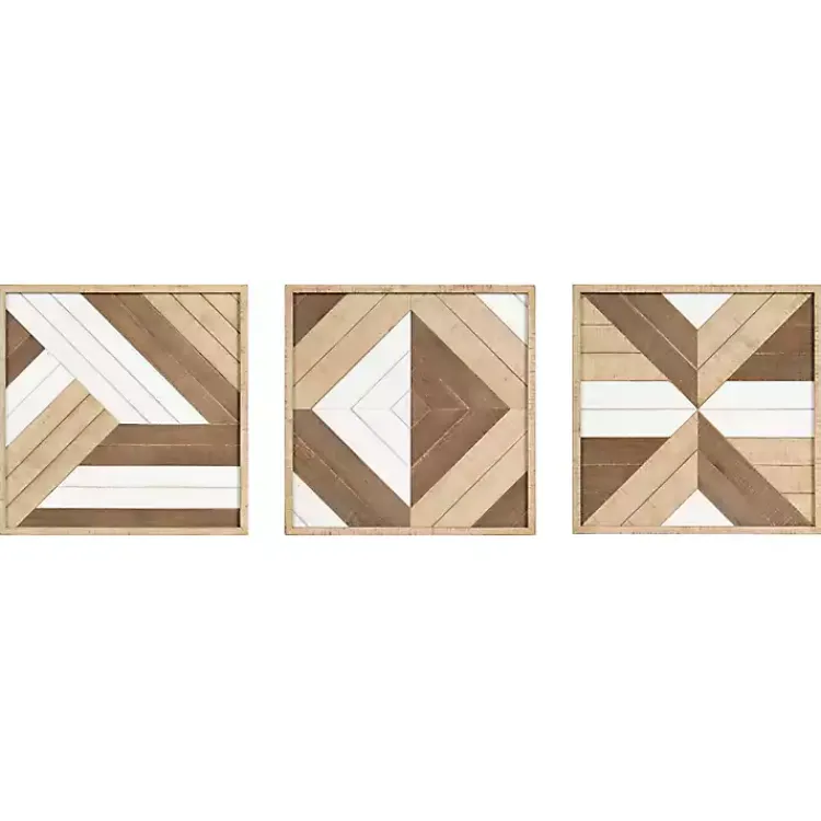Wall Plaques-Kirklands Home Ballez Geometric Wood Wall Plaques, Set of 3