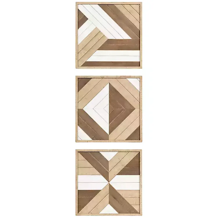 Wall Plaques-Kirklands Home Ballez Geometric Wood Wall Plaques, Set of 3