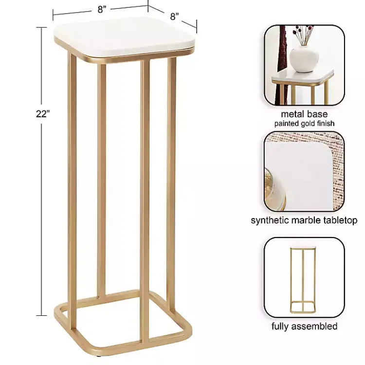 Accent & End Tables-Kirklands Home and White Credele Accent Table Gold