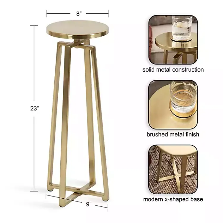 Accent & End Tables-Kirklands Home Round Zia Metal Accent Table Gold