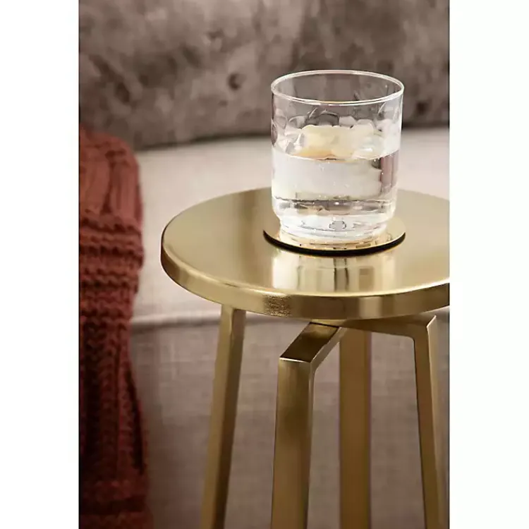 Accent & End Tables-Kirklands Home Round Zia Metal Accent Table Gold