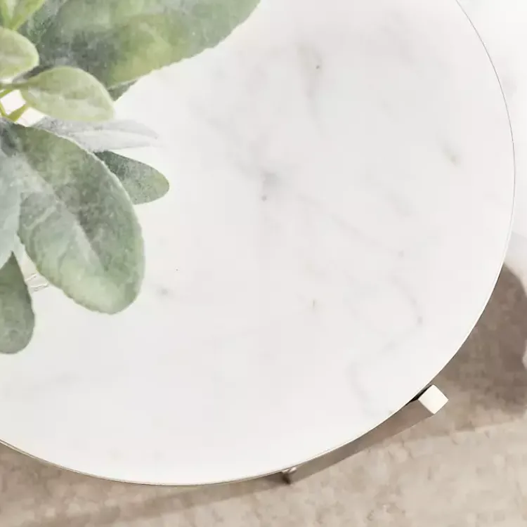 Accent & End Tables-Kirklands Home Round Aguilar Accent Table Silver