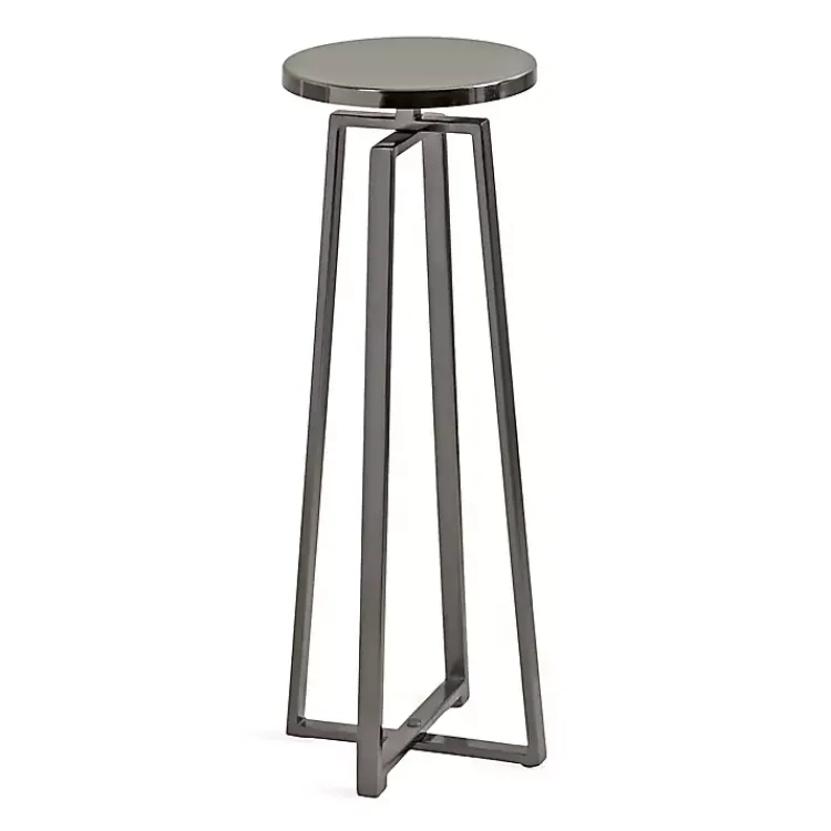 Accent & End Tables-Kirklands Home Round Zia Pewter Metal Accent Table Gray