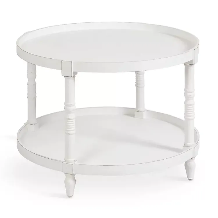 Coffee Tables-Kirklands Home Round Bellport Coffee Table White