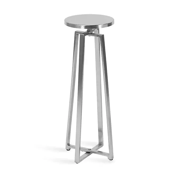 Accent & End Tables-Kirklands Home Round Zia Metal Accent Table Silver