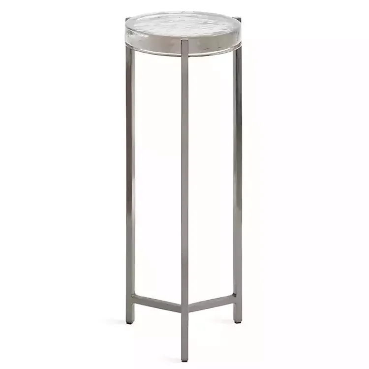 Accent & End Tables-Kirklands Home Round Pewter Aguilar Accent Table