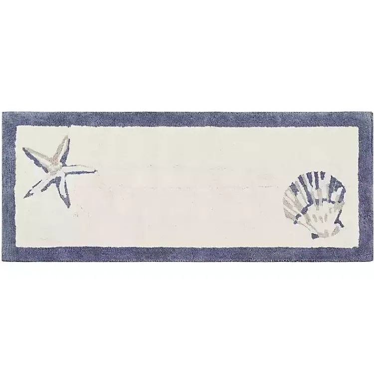 Bathroom Rugs-Kirklands Home Blue Tufted Seashell Bath Runner