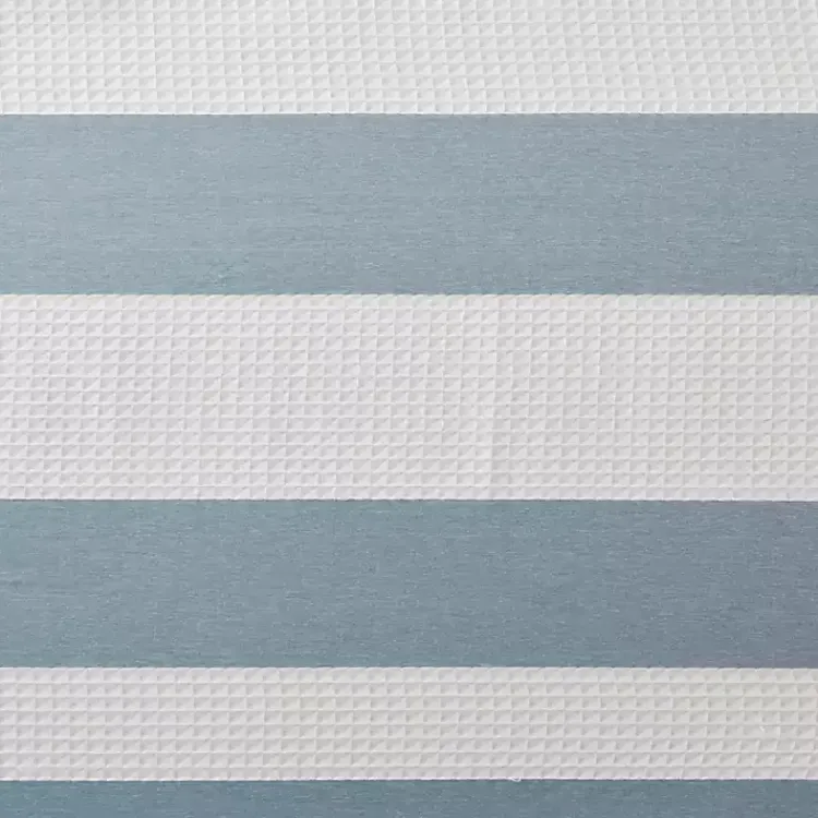 Shower Curtains-Kirklands Home Light Blue Striped Waffle Shower Curtain