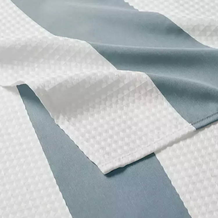 Shower Curtains-Kirklands Home Light Blue Striped Waffle Shower Curtain