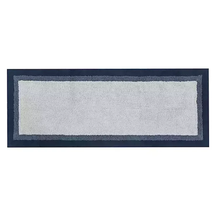 Bathroom Rugs-Kirklands Home Navy Border Cotton Bath Runner Blue