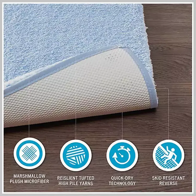 Bathroom Rugs-Kirklands Home Plush Microfiber Bath Mat, 20x30 Blue