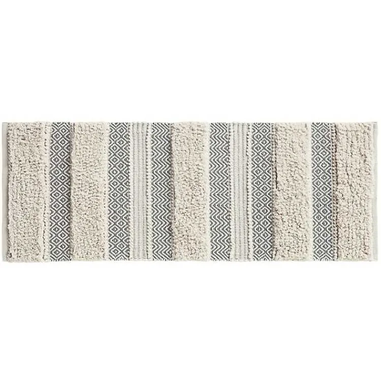 Bathroom Rugs-Kirklands Home Tufted Stripes Woven Bath Runner Gray