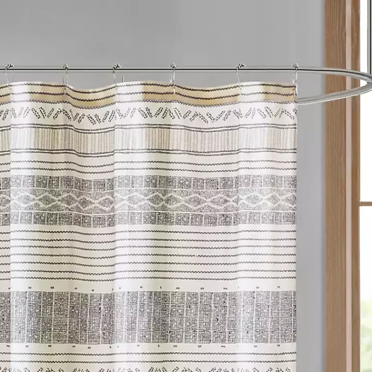 Shower Curtains-Kirklands Home Decorative Stripe Tassel Shower Curtain