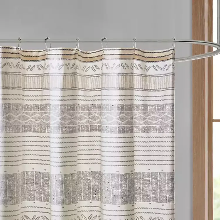 Shower Curtains-Kirklands Home Decorative Stripe Tassel Shower Curtain