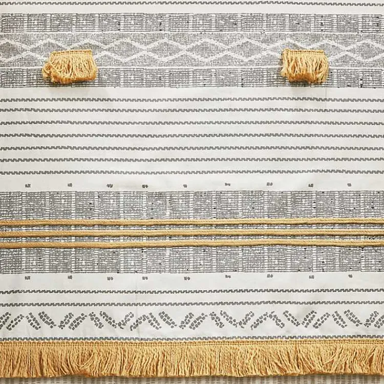 Shower Curtains-Kirklands Home Decorative Stripe Tassel Shower Curtain