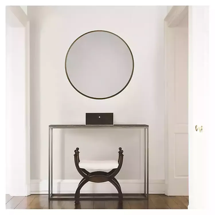 Framed Mirrors-Kirklands Home Modern Metal Round Wall Mirror Gold