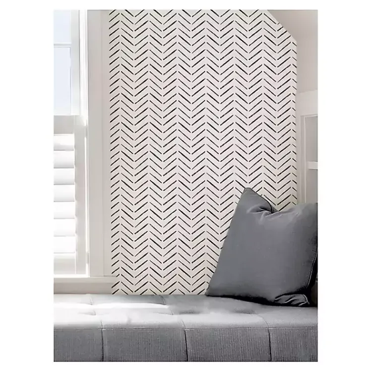 Wall Murals & Wallpaper-Kirklands Home Black & White Chevron Peel & Stick Wallpaper