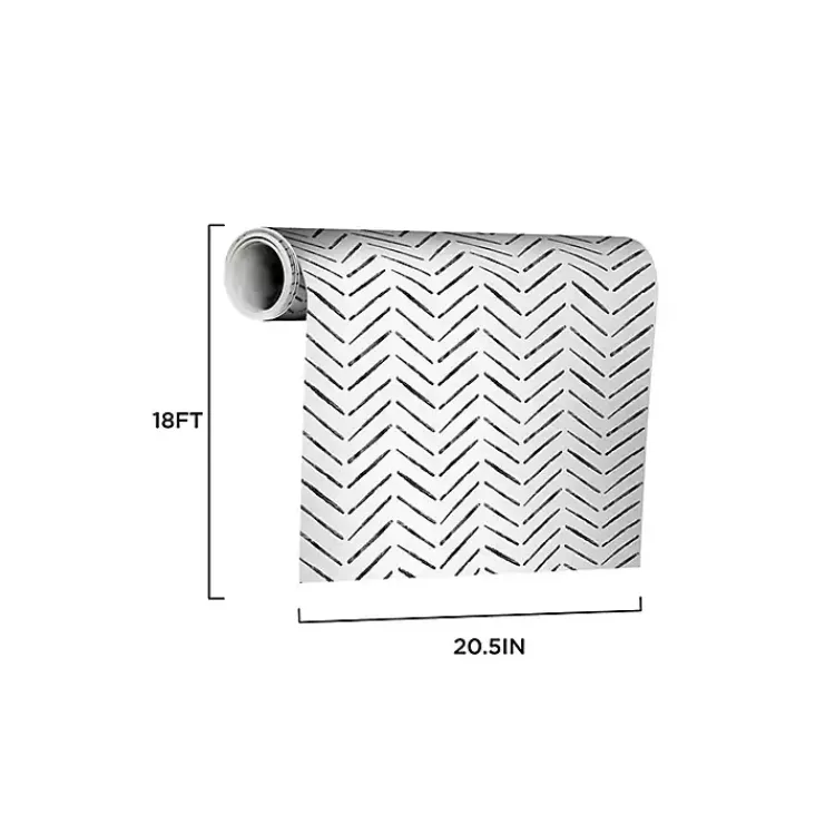 Wall Murals & Wallpaper-Kirklands Home Black & White Chevron Peel & Stick Wallpaper