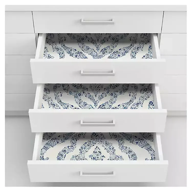 Wall Murals & Wallpaper-Kirklands Home Floral Damask Pattern Peel & Stick Wallpaper Blue