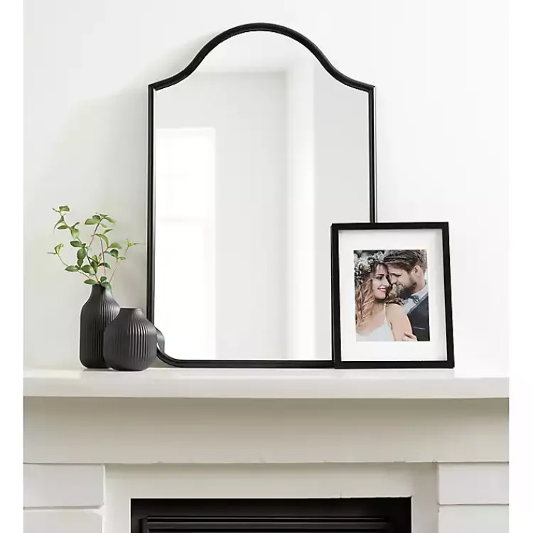 Decorative Mirrors-Kirklands Home Scalloped Arch Fellows Wall Mirror Black