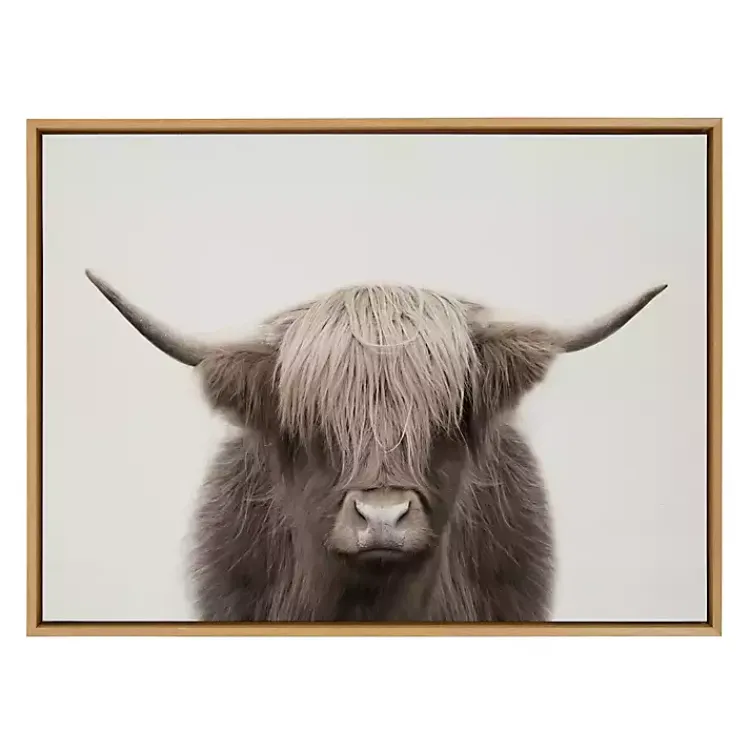 Canvas Art-Kirklands Home Neutral Highland Cow Framed Canvas Print, 28x38 Brown