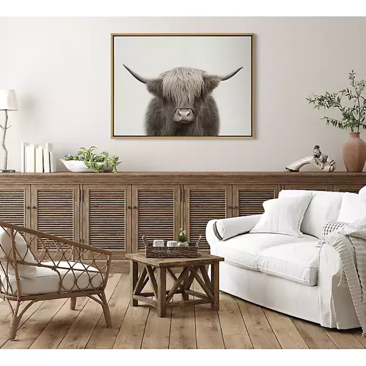 Canvas Art-Kirklands Home Neutral Highland Cow Framed Canvas Print, 28x38 Brown