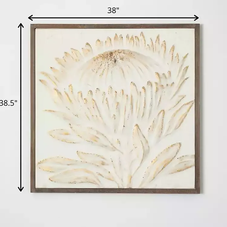 Wall Plaques-Kirklands Home White and Gold Protea Framed Wall Plaque
