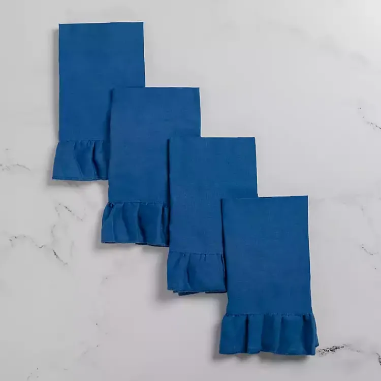 Table Linens-Kirklands Home Navy Ruffle Napkins, Set of 4 Blue