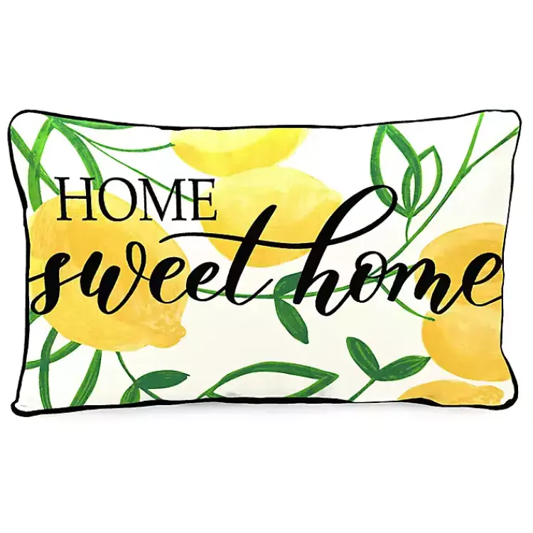 Outdoor Cushions & Pillows-Kirklands Home Lemon Home Sweet Home Outdoor Lumbar Pillow