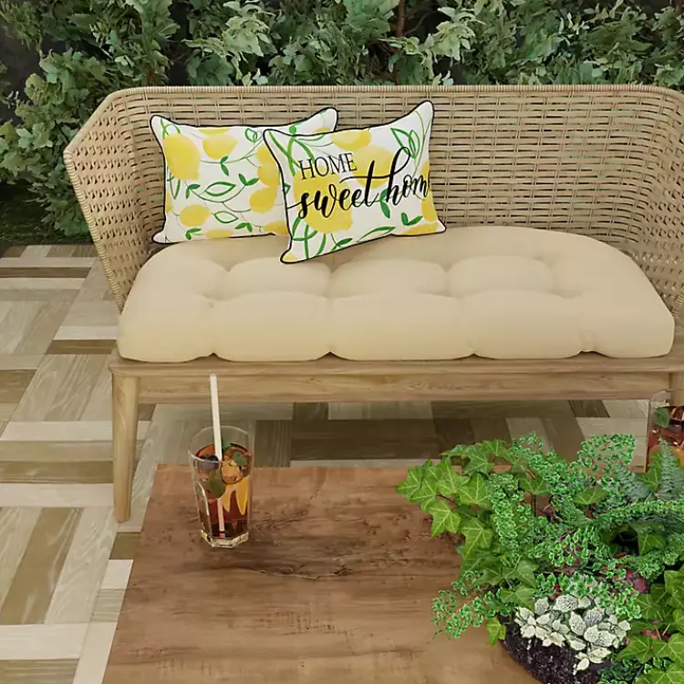 Outdoor Cushions & Pillows-Kirklands Home Lemon Home Sweet Home Outdoor Lumbar Pillow