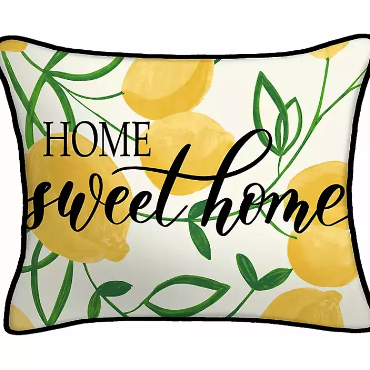 Outdoor Cushions & Pillows-Kirklands Home Lemon Home Sweet Home Outdoor Lumbar Pillow