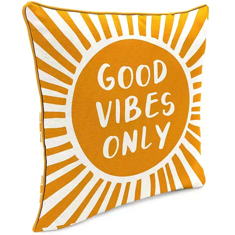 Outdoor Cushions & Pillows-Kirklands Home Gold Good Vibes Only Sunny Outdoor Pillow