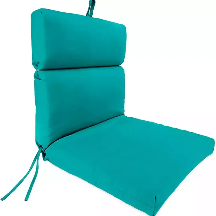 Outdoor Cushions & Pillows-Kirklands Home Turquoise Canvas French Edge Outdoor Chair Cushion Blue